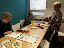 Ensilumi inspiroi akvarelli-ryhmää talvisiin maisemiin.